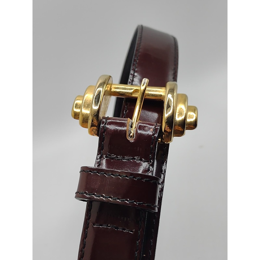 Vintage brown faux leather belt size small with gold hardware